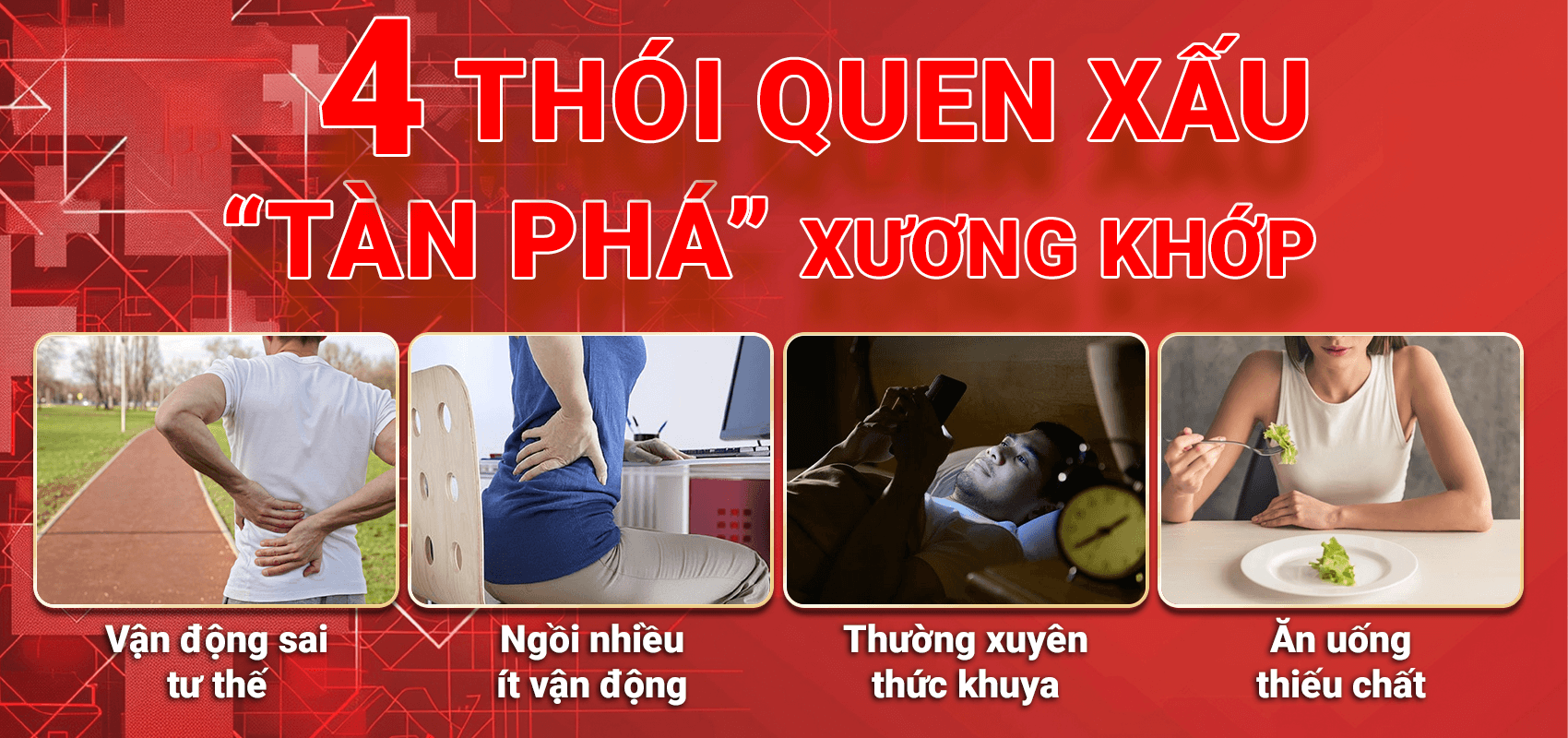 Đầu gối bắt đầu đau nhẹ? Đây có thể không còn là chuyện nhỏ 3 - Gimedi Pharma thoi quen xau 1 - Sản phẩm được bán bởi Gimedi Pharma